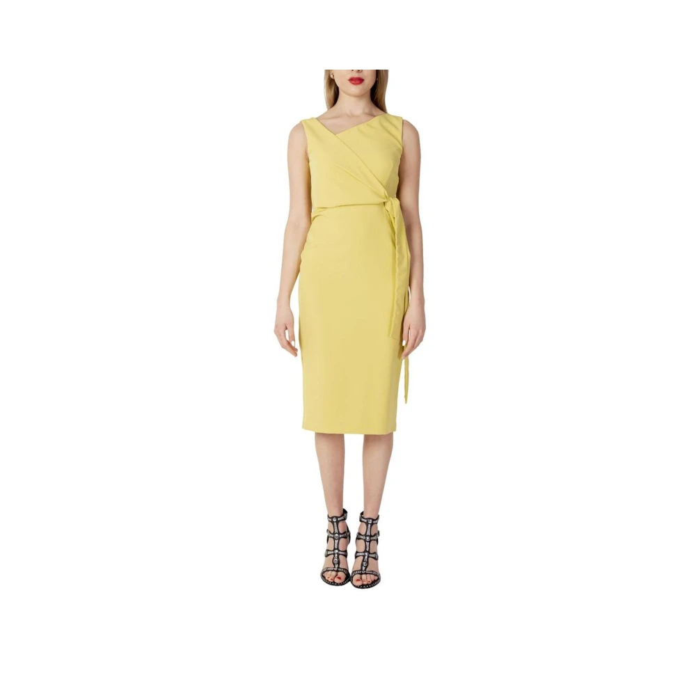 Sandro Ferrone Lange Polyester Jurk Lente Zomer Collectie Yellow Dames