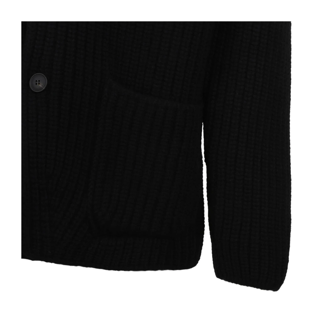 Gran Sasso Zwarte Cardigan Sweater met Shawl Neck Black Heren