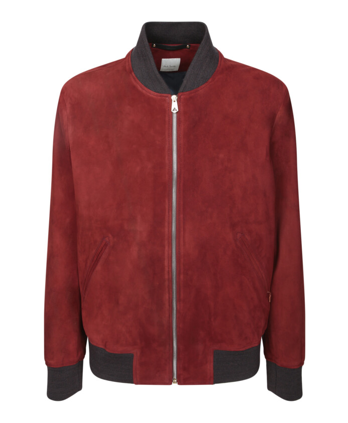 blouson-bomber-rouge-en-daim
