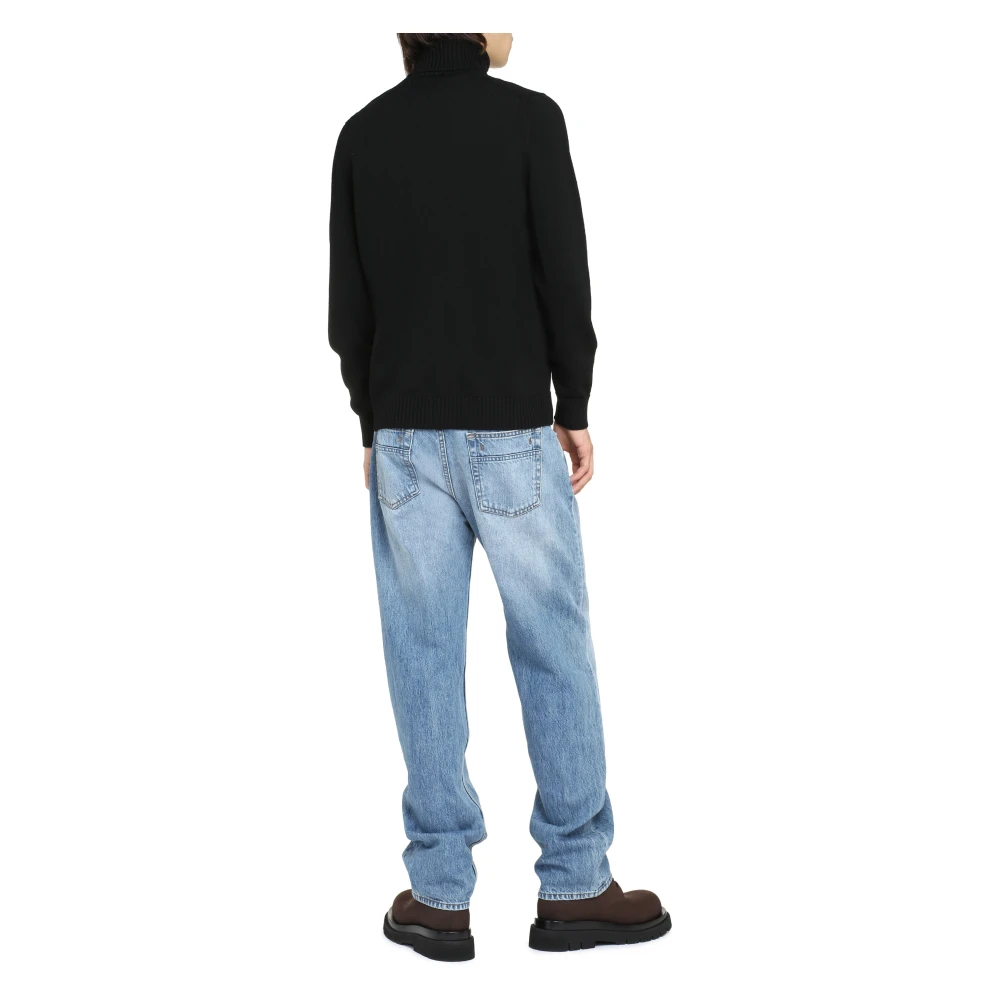 Drumohr Geribbelde Gebreide Wollen Coltrui Black Heren