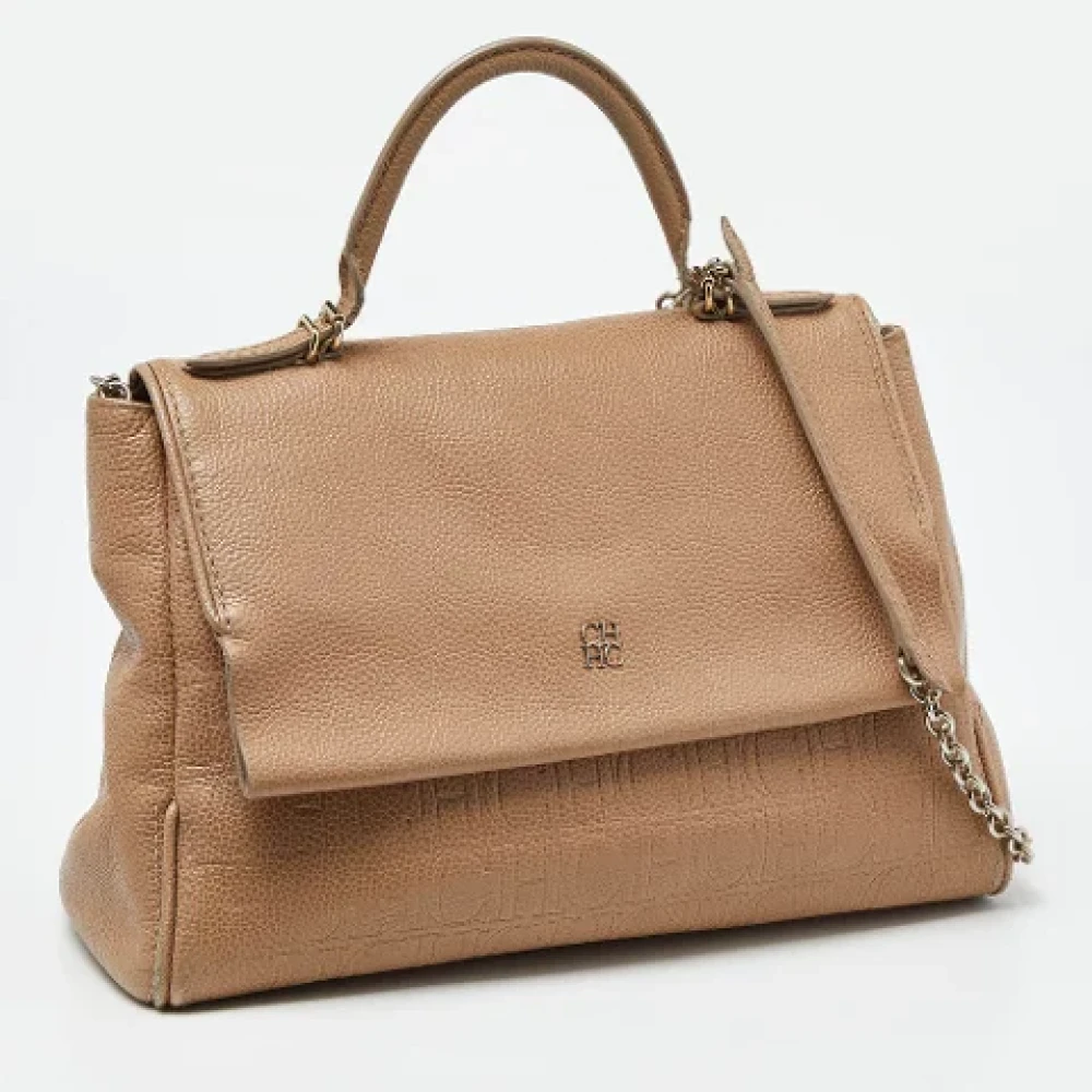 Carolina Herrera Pre-owned Leather handbags Beige Dames