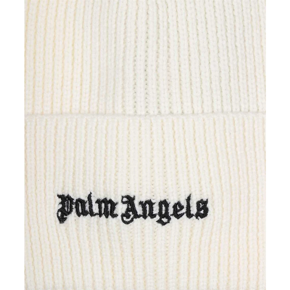 Palm Angels Gebreide Wol Beanie Muts White Heren