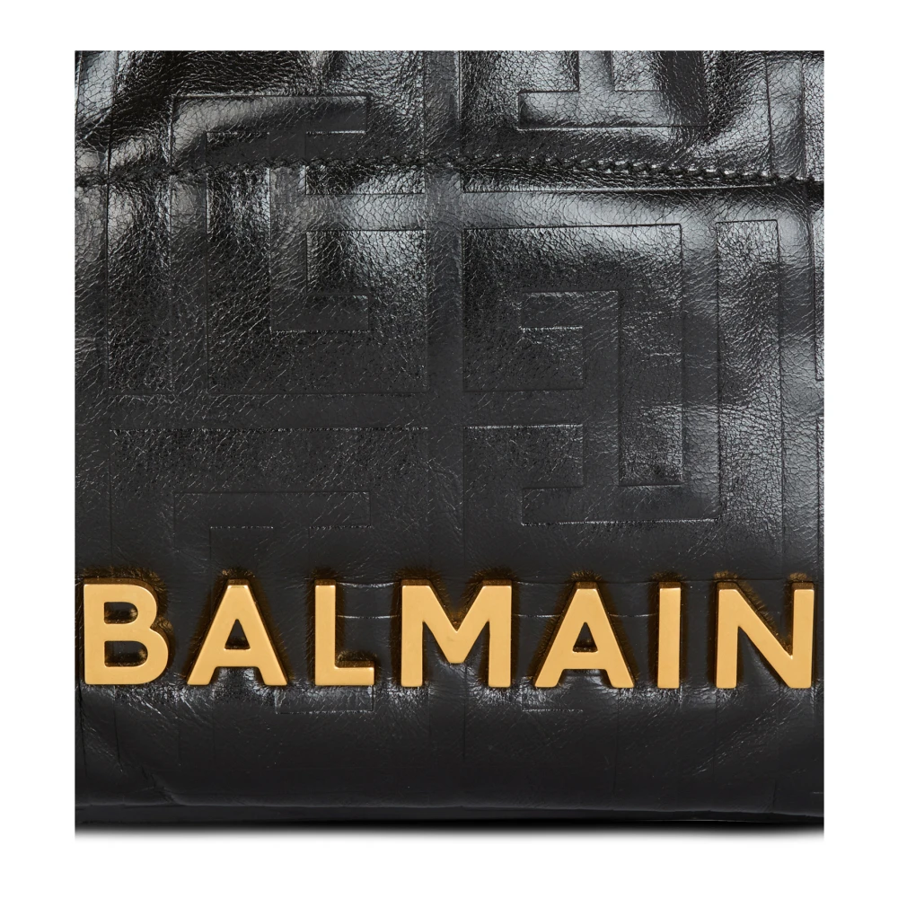Balmain Kleine 1945 Zachte tote tas in gebarsten kalfsleer Black Dames