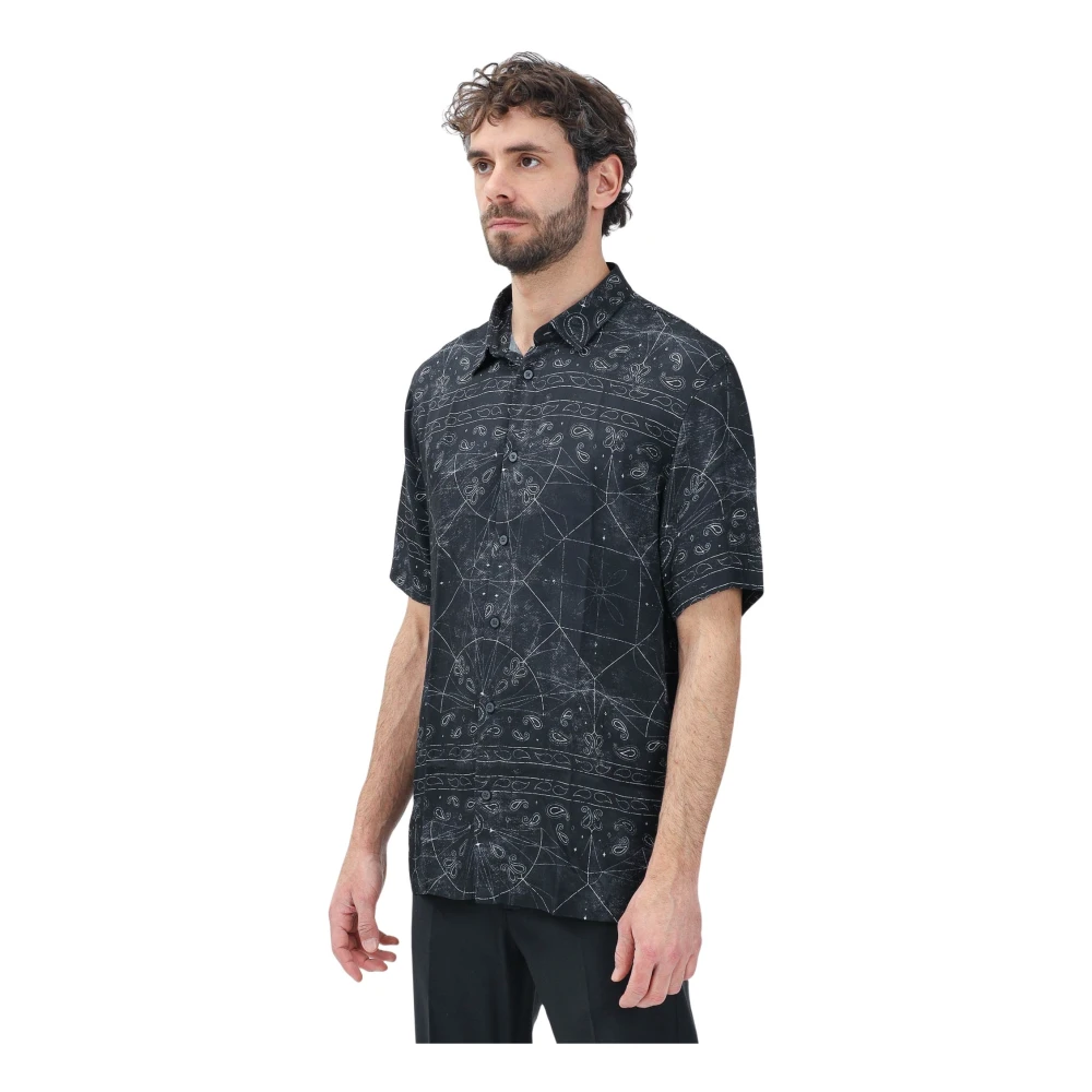 Armani Exchange Bandana Print Korte Mouw Overhemd Black Heren