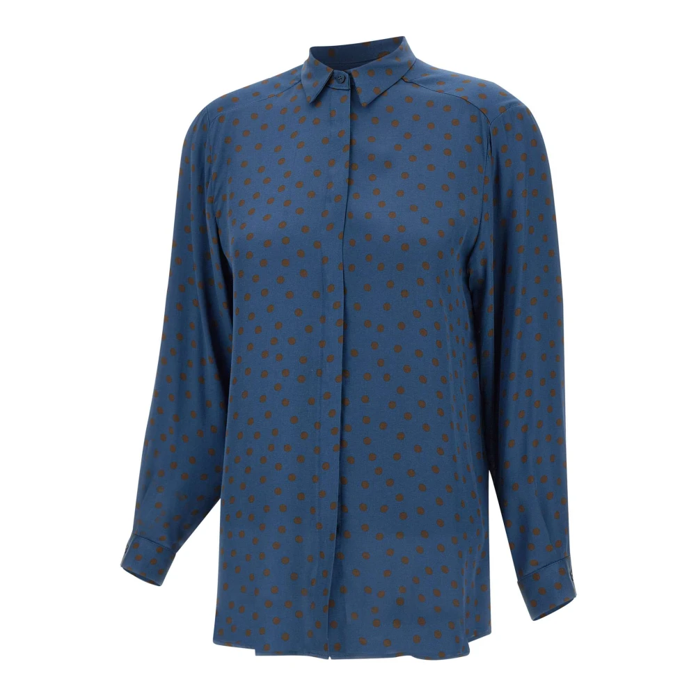 Kaos Polka Dot Viscose Shirt Blue Dames