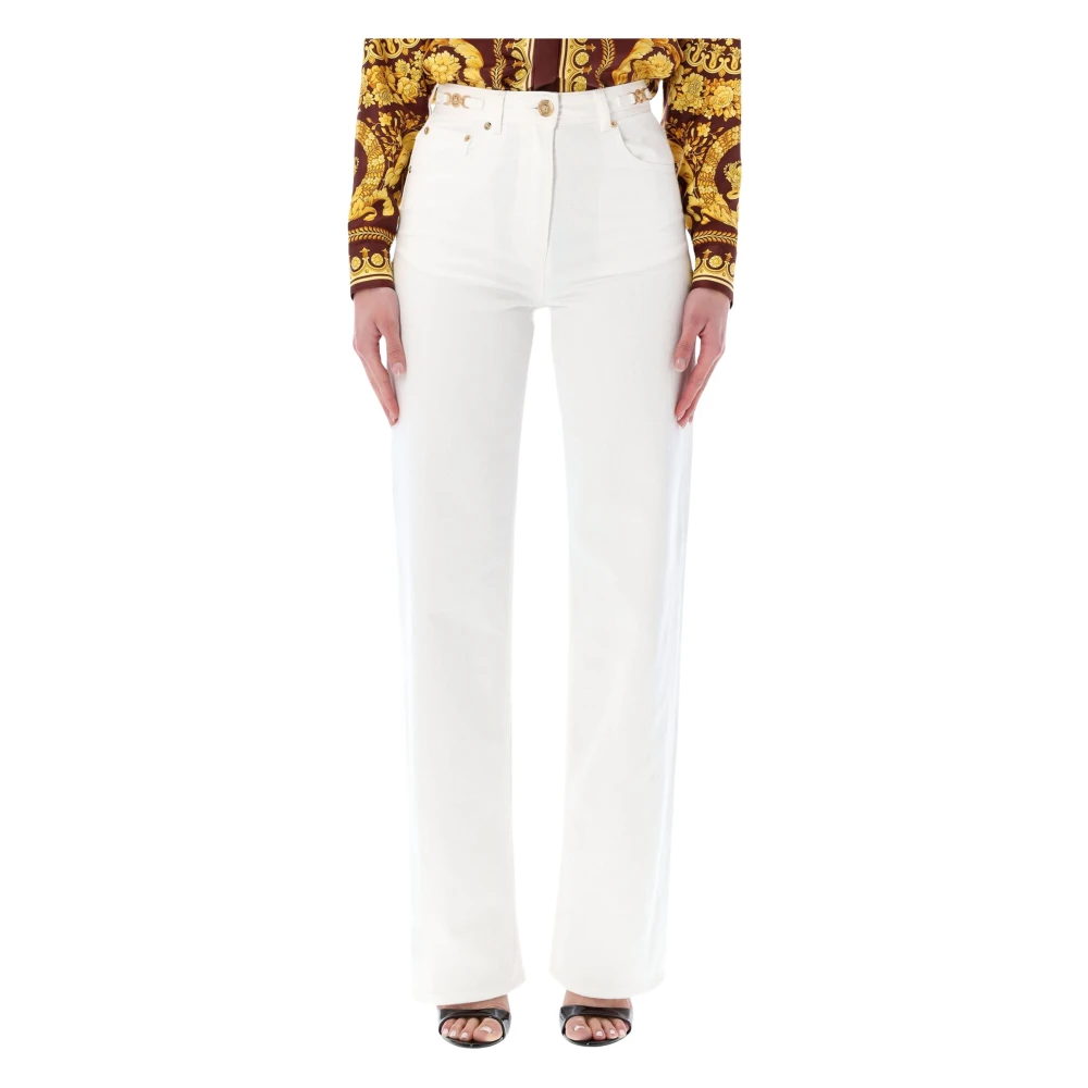 Versace Women's White Straight Fit Jeans, W28, Medusa ’95 Regular-Fit Jeans