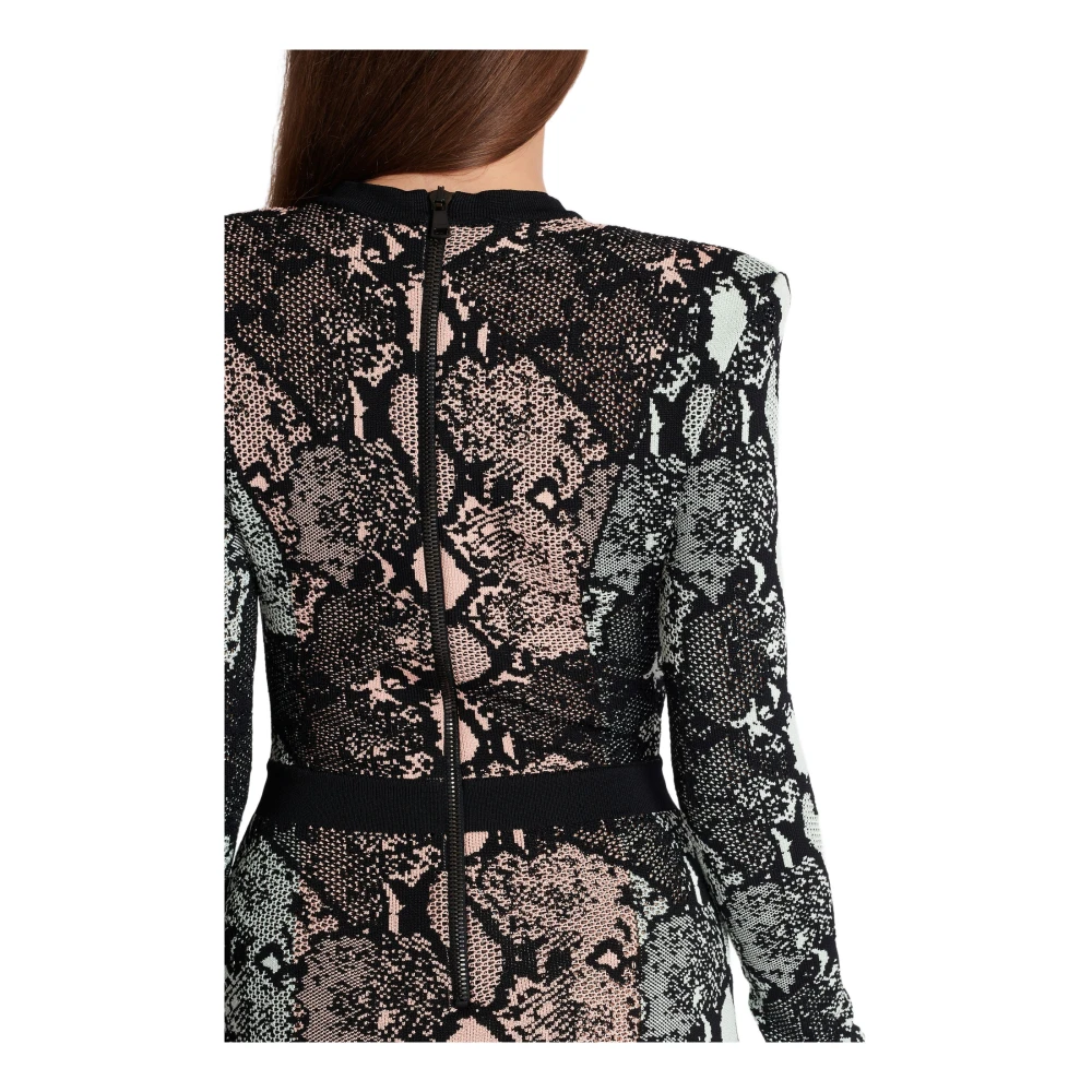 Balmain Korte jacquardjurk met slangenprint Multicolor Dames