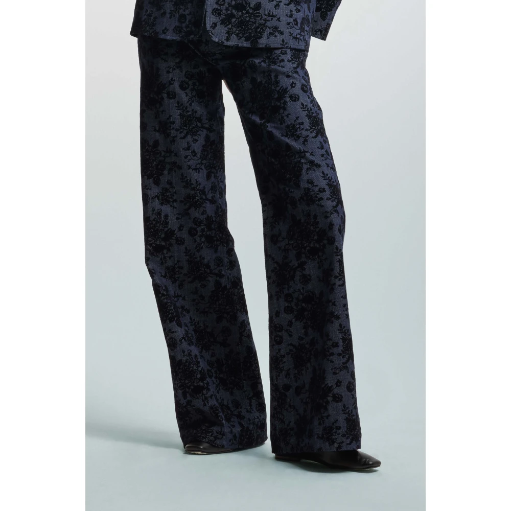 Kocca Bloemen geborduurde katoenen broek Multicolor Dames
