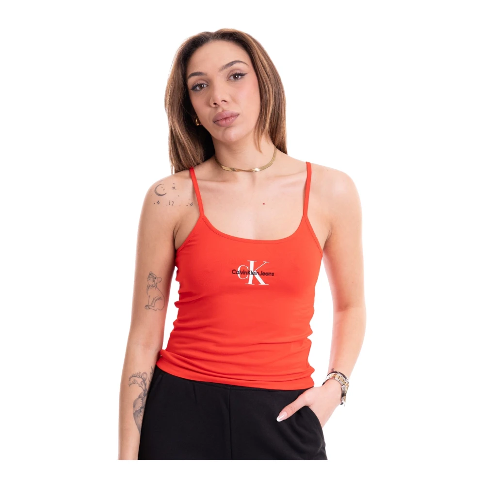 Calvin Klein Jeans Strappy Tank Top voor Dames Red Dames