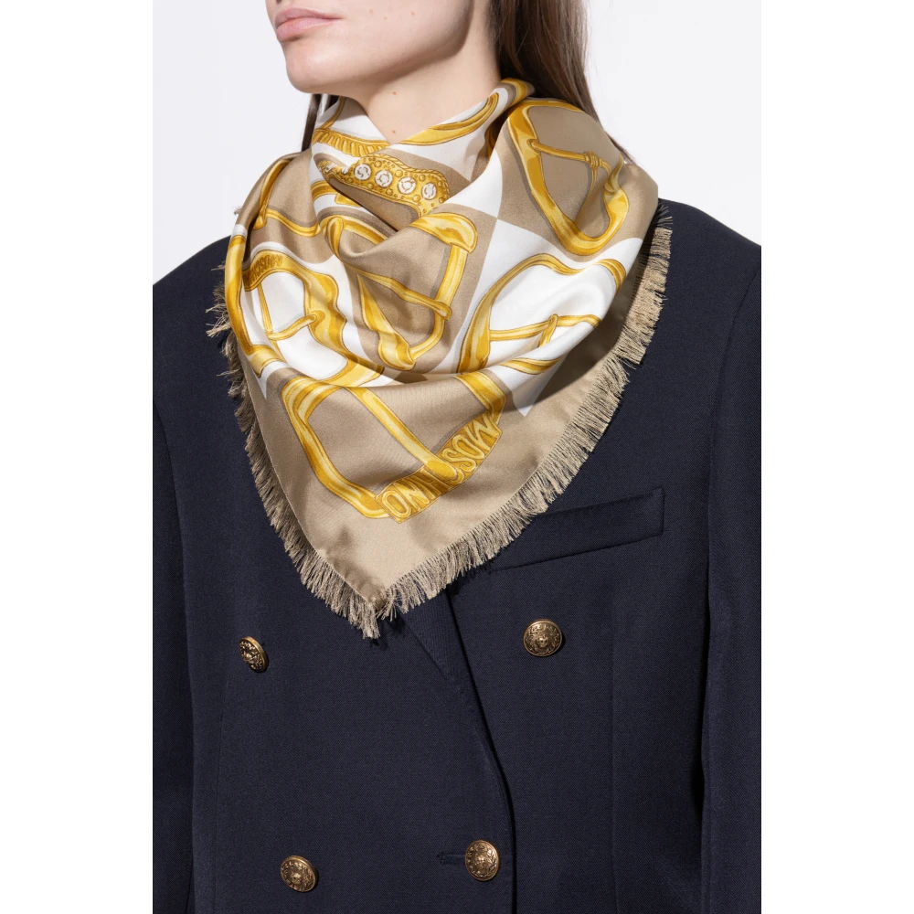 Moschino Zijden sjaal met print Yellow Unisex