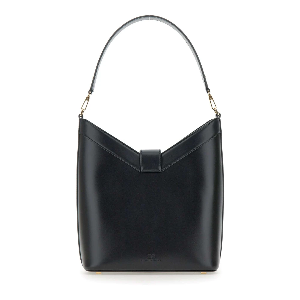 Elisabetta Franchi Zwarte vegan leren schoudertas Black Dames