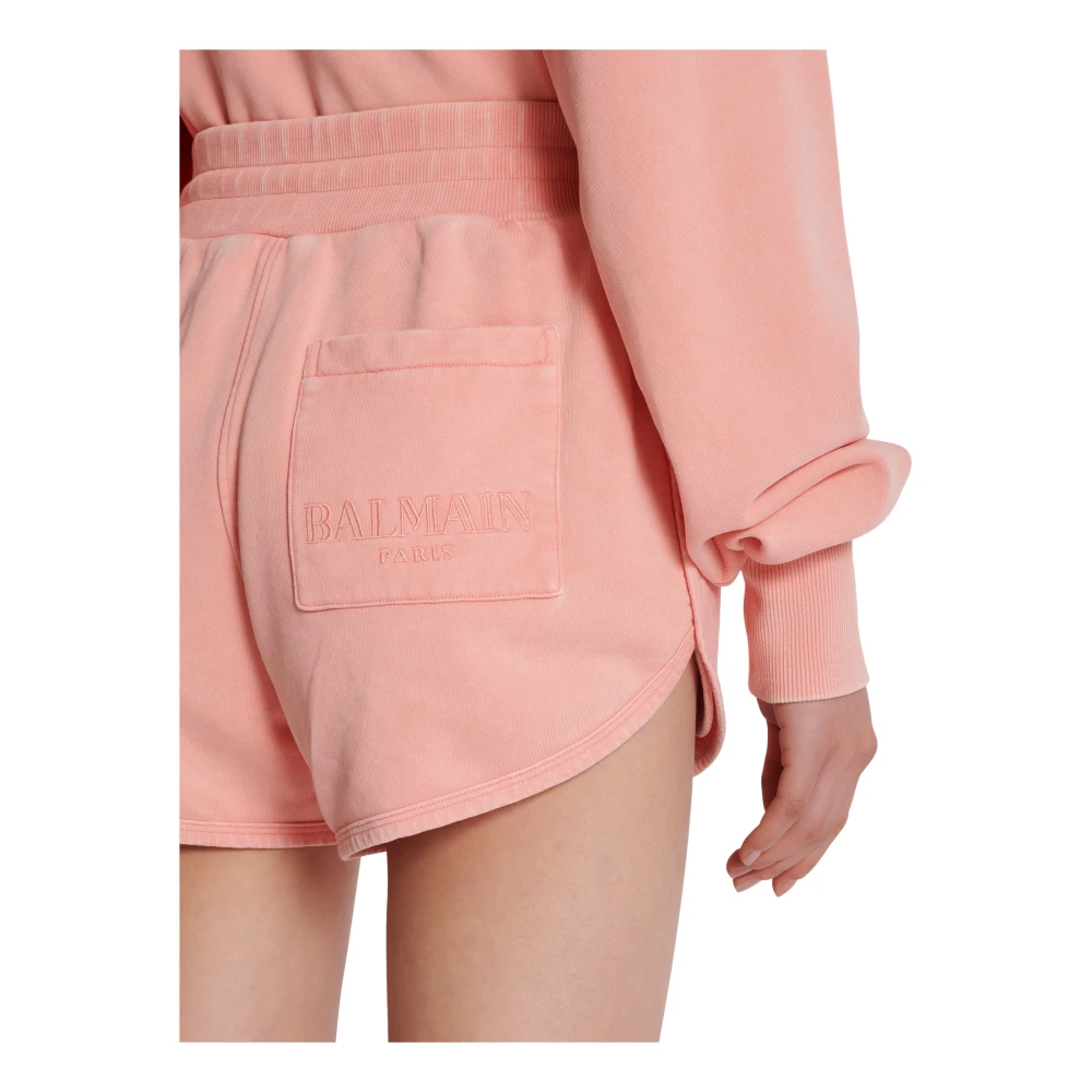 Balmain Shorts met vintage borduursel Pink Dames