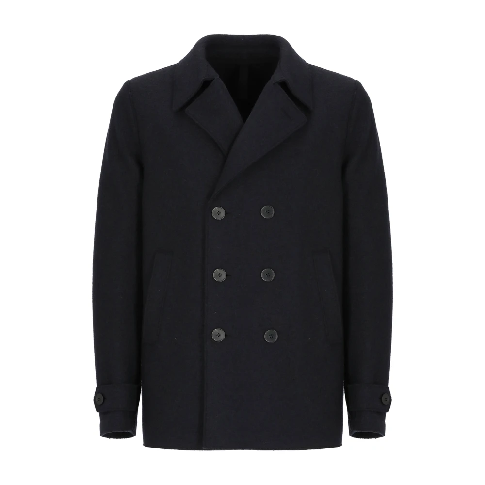 Harris Wharf London Blauwe wollen jas met piek revers Blue Heren