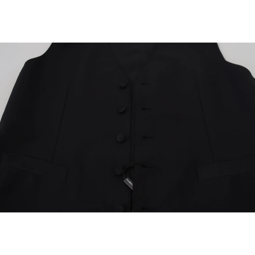 Dolce & Gabbana Elegante Zwarte Formele Vest Black Heren