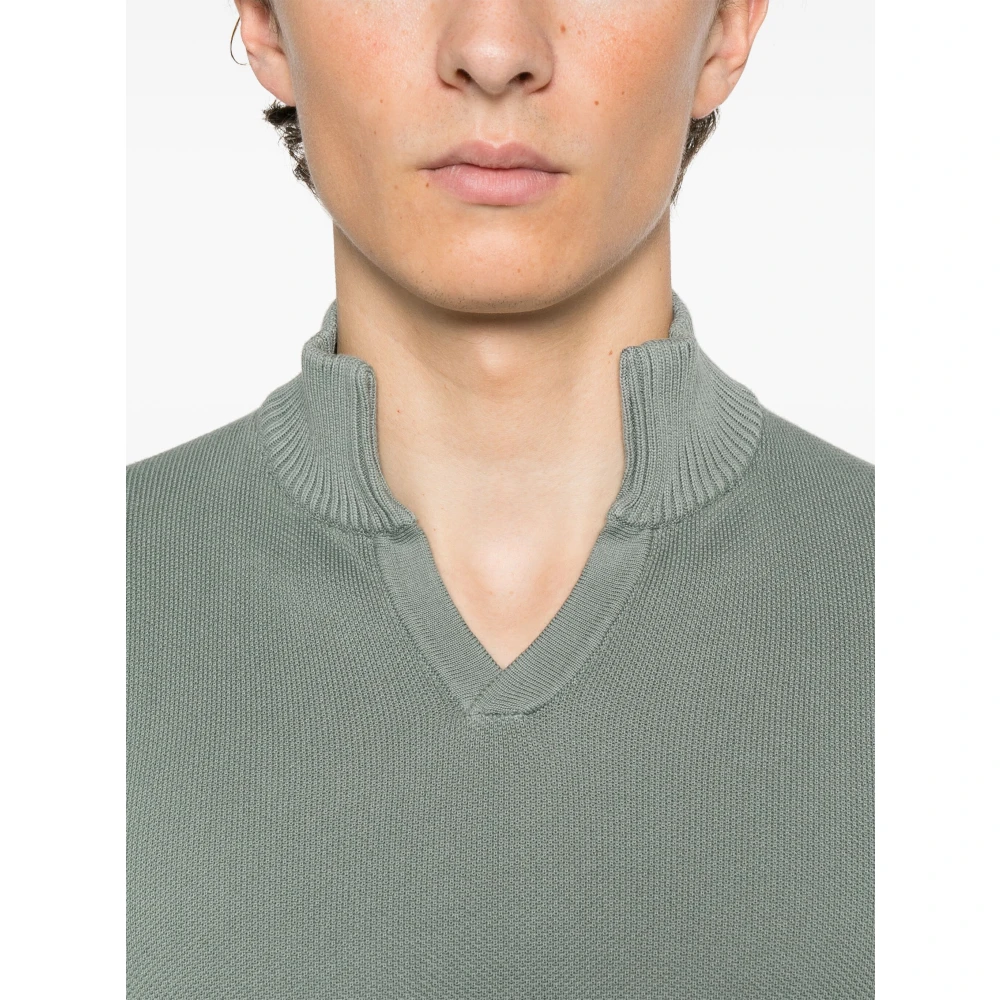 Fedeli Katoenen trui Made in Italy Green Heren