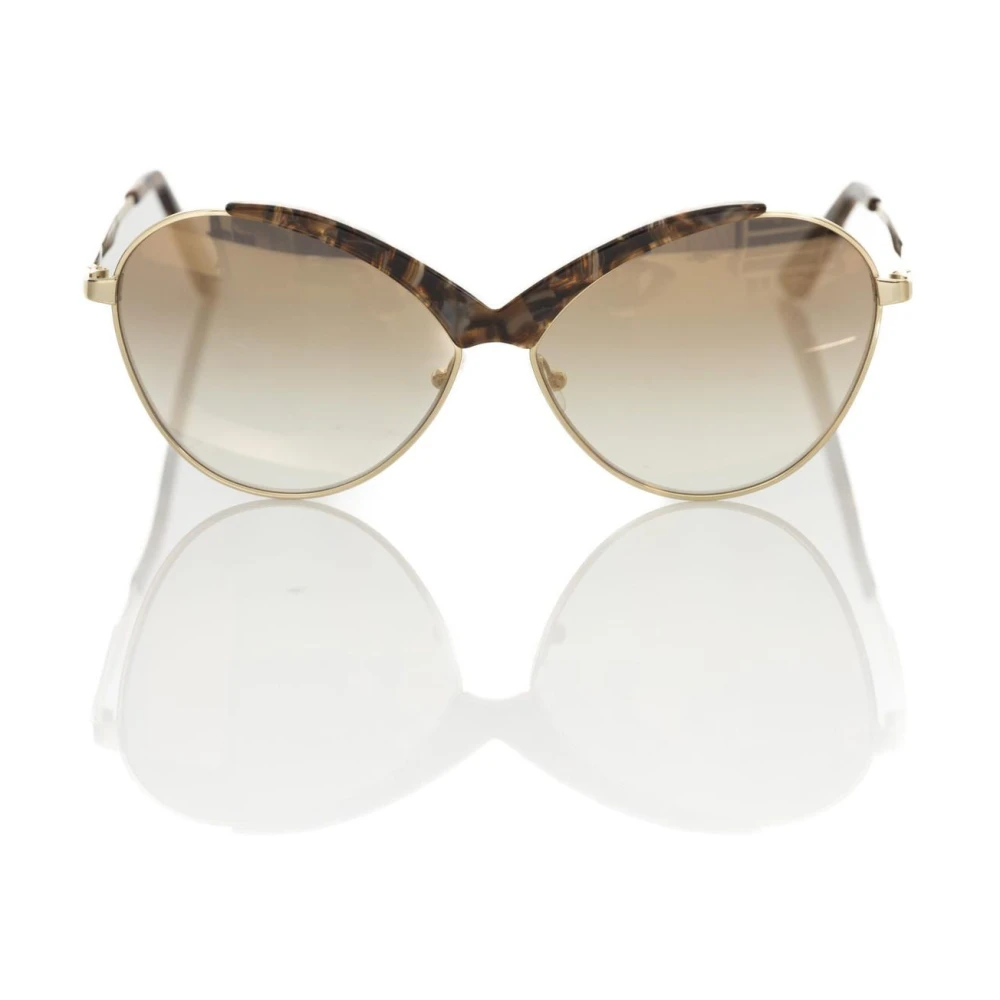Frankie Morello Beige Metallic Fiber Vlinder Zonnebril Beige Unisex