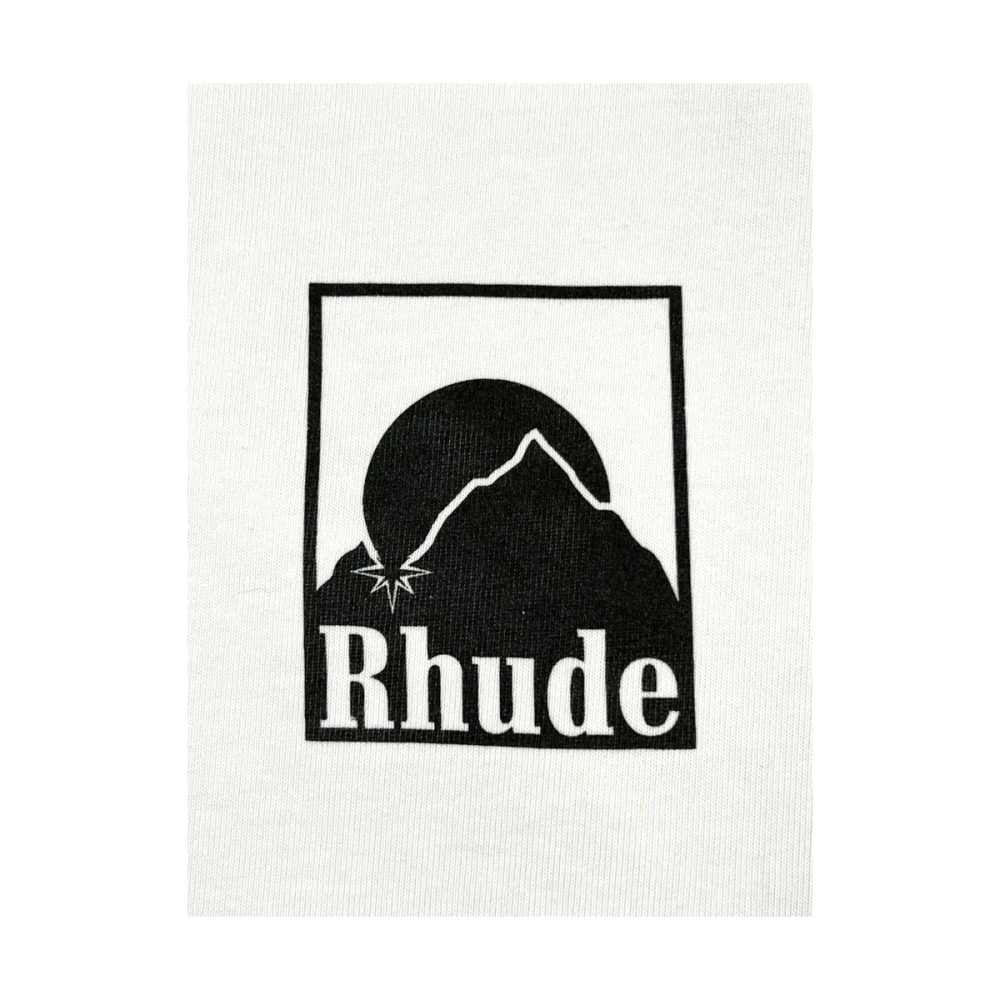 Rhude Wit Logo Print Crew Neck T-shirt White Heren