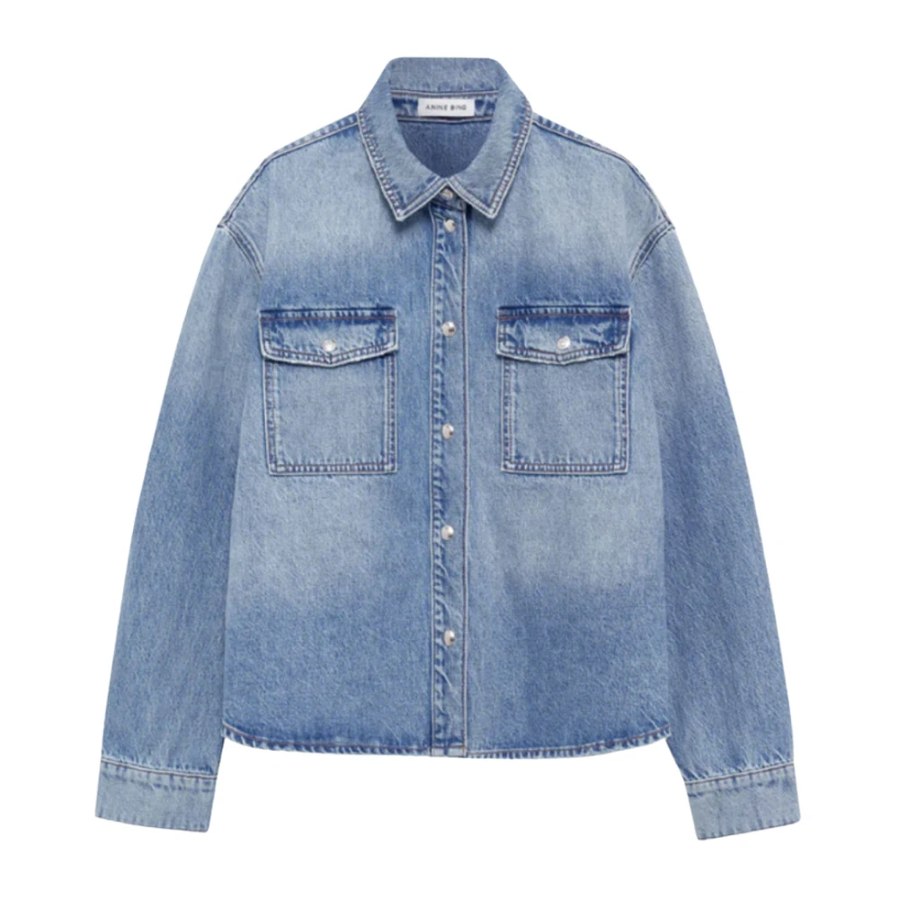 Anine Bing Women's Blue Shirts, Xs, Denim Jackets