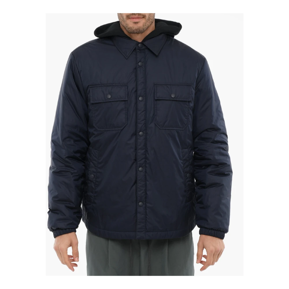 Woolrich Blauwe Gewatteerde Jas Rits Logo Blue Heren