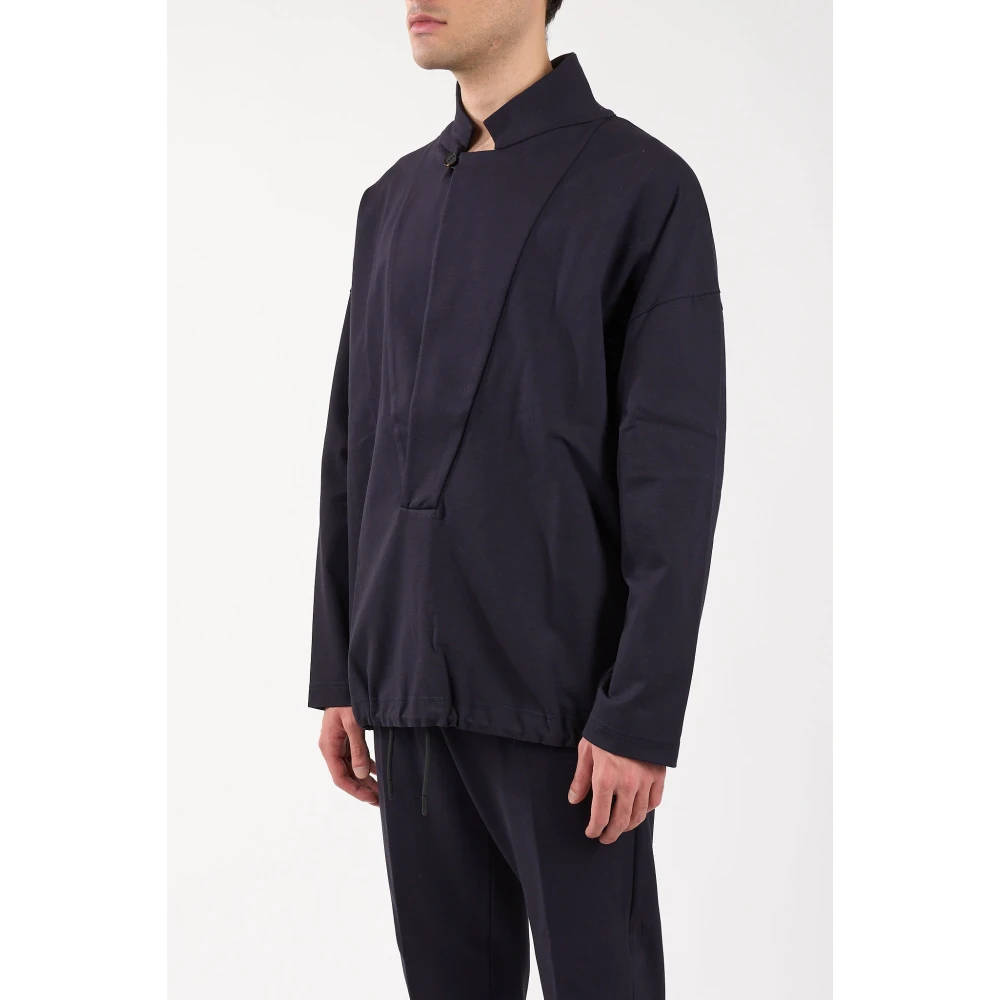 Hevo V-hals viscose trui oversized stijl Blue Heren