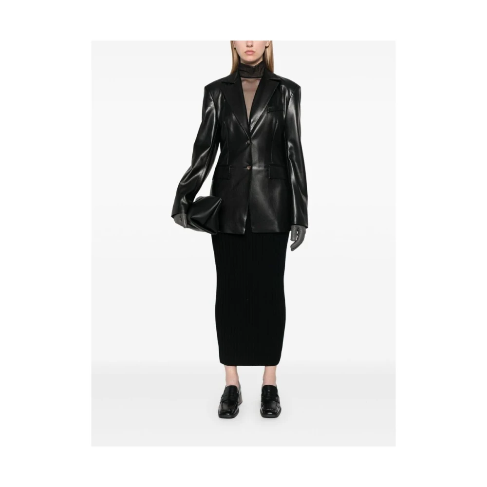 Max Mara Zwarte Geribbelde Gebreide Pencilrok Black Dames