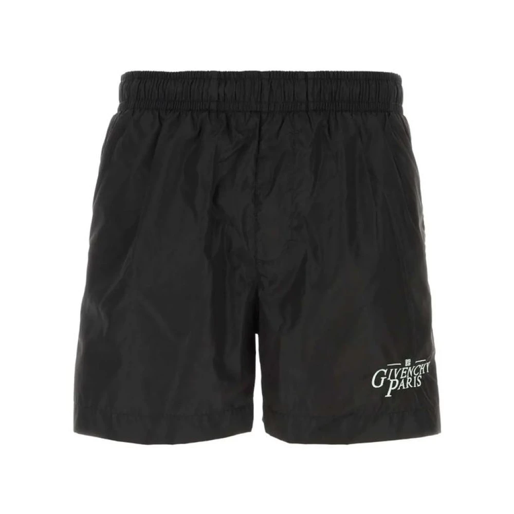 Givenchy Men's Black Logo-Embroidered Swim Shorts