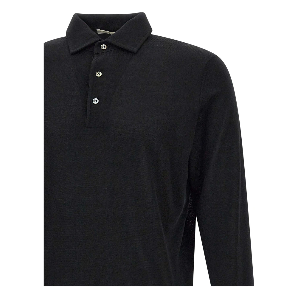 Filippo De Laurentiis Zwarte Merinowol Polo Shirt Black Heren