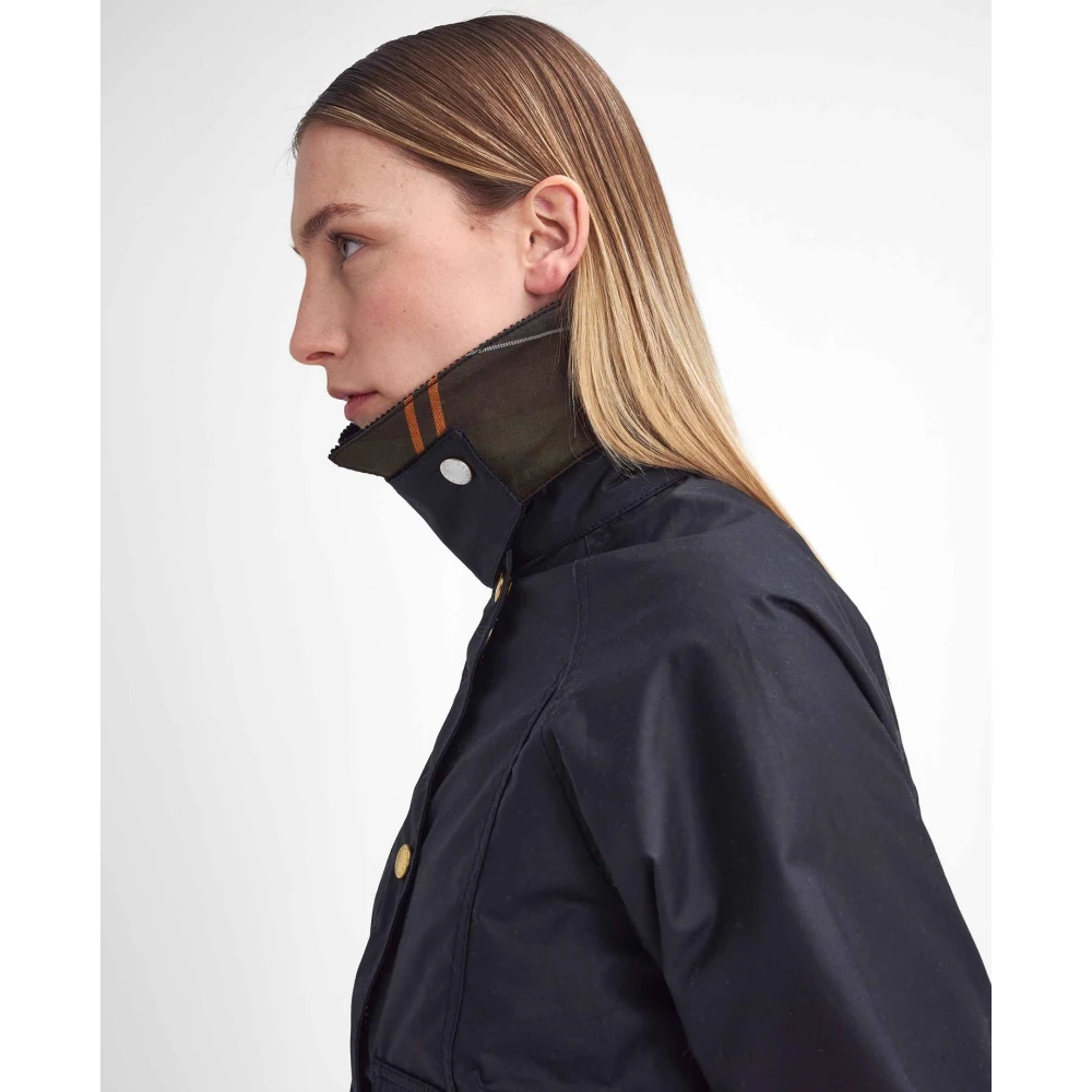 Barbour Cropped Beadnell Gewaxte Jas Blue Dames