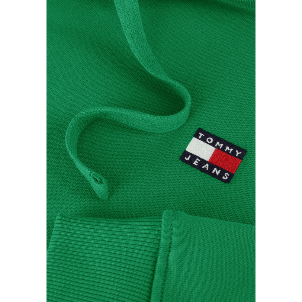 Tommy Jeans Groene Badge Hoodie voor Mannen Green Heren