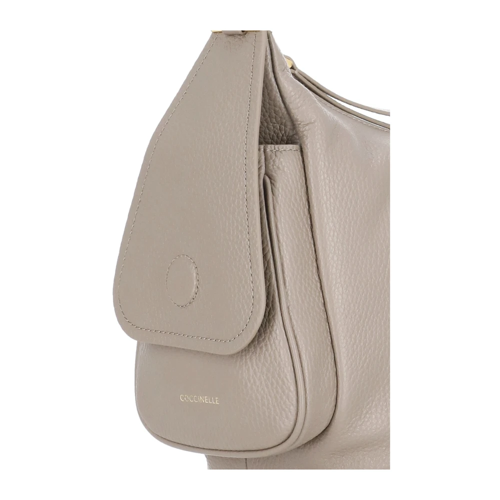 Coccinelle Gehamerd Leren Schoudertas in Beige Dames