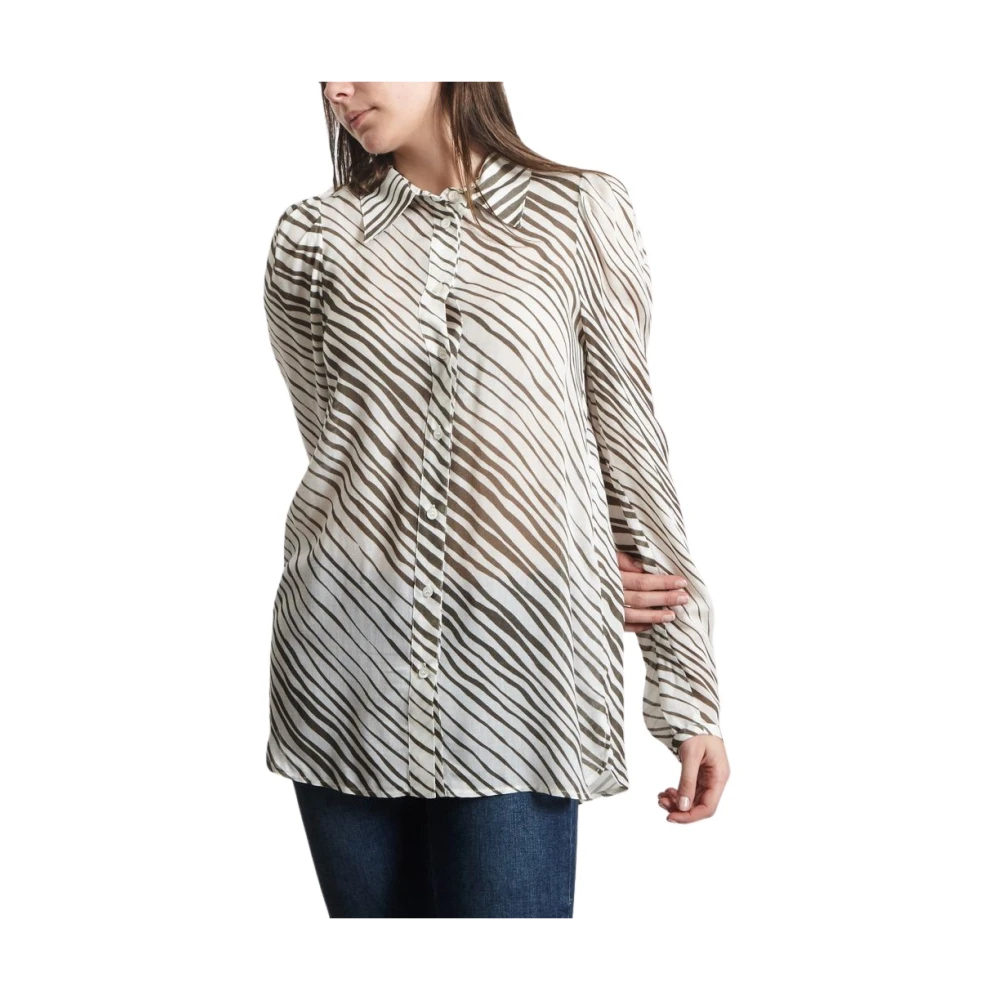 See by Chloé Zebra Gestreepte Blouse Beige Dames