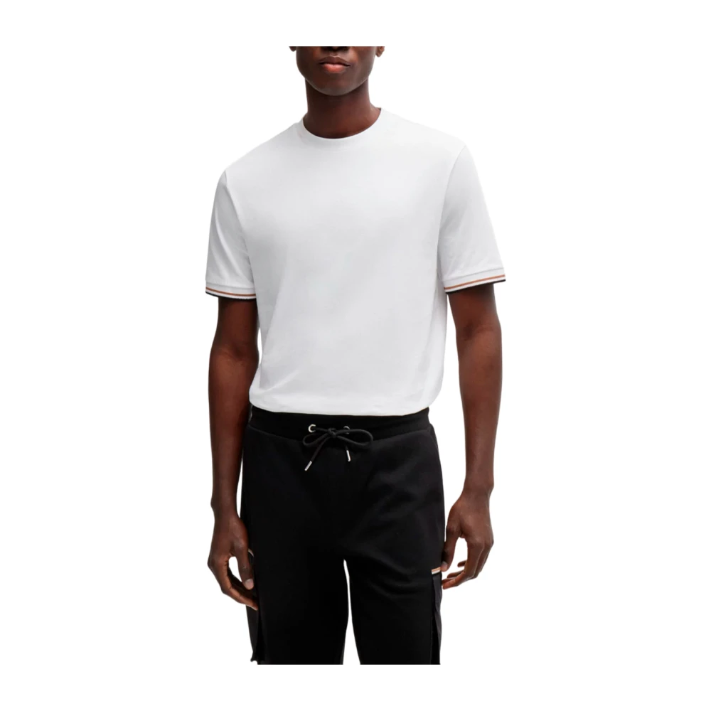 Boss Gestreept T-shirt White Heren