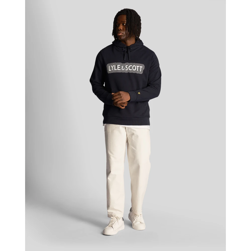 Lyle & Scott Vibrations Print Hoodie Blue Heren
