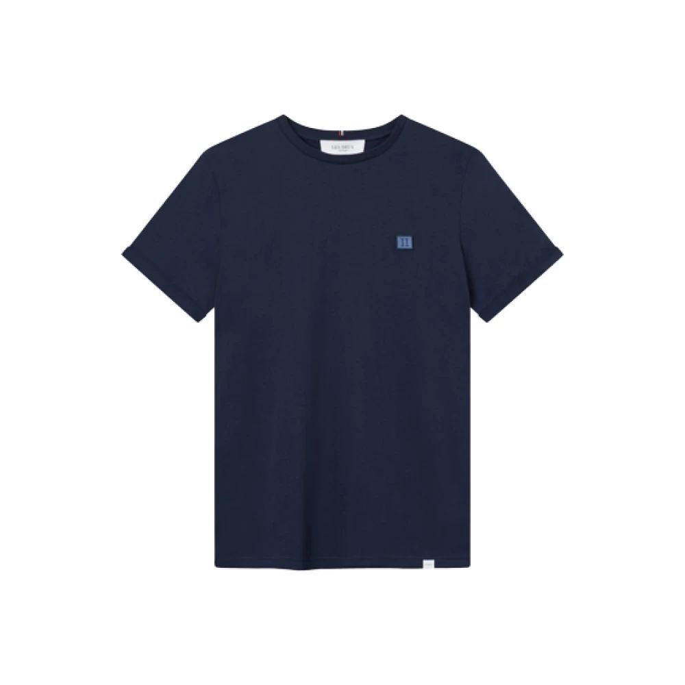 Les Deux Blauw Piece T-Shirt met Logo Patch Blue Heren