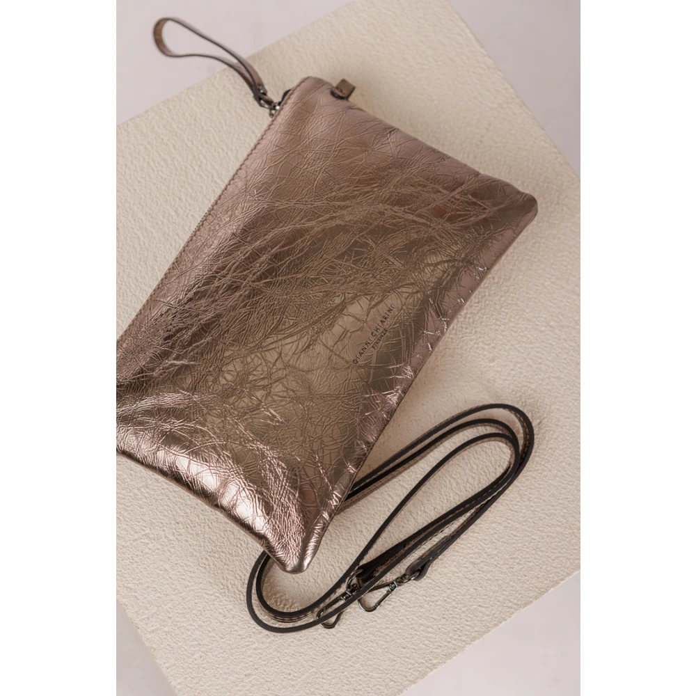 Gianni Chiarini Roze Metallic Clutch Schoudertas Brown Dames