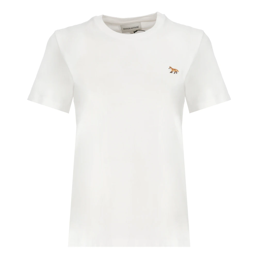 Maison Kitsuné Wit T-shirt met Baby Fox-patch White Dames