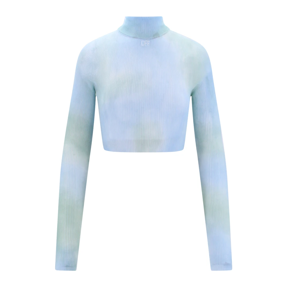 Off White Women's Blue Long Sleeve T-Shirts, M, T-Shirts And Polos With High Neck