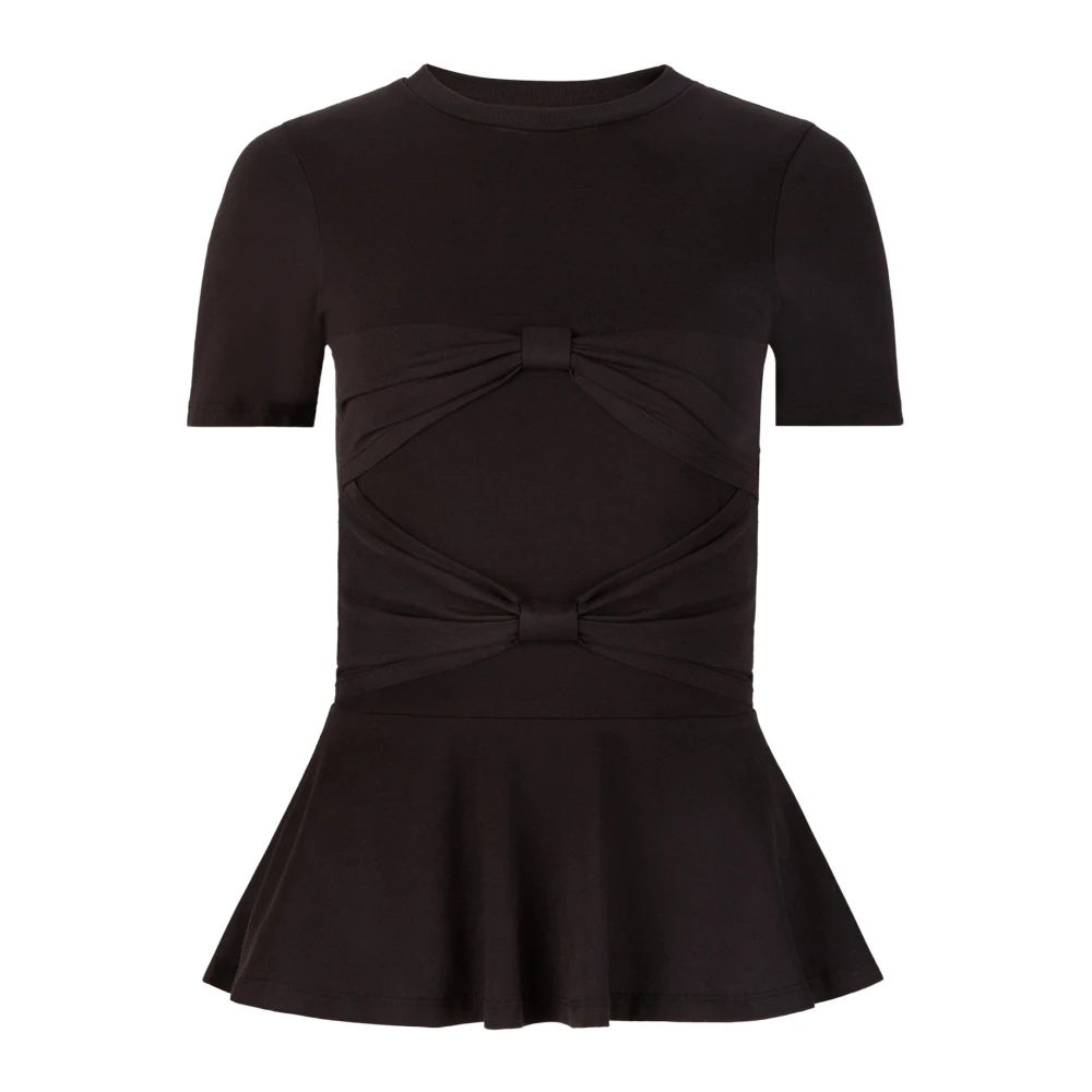 Nina Ricci Zwarte Peplum T-shirt met Strikdetail Black Dames