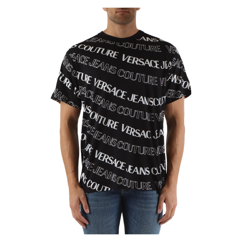 Versace Jeans Couture Katoenen Logo Print Regular Fit T-shirt Black Heren