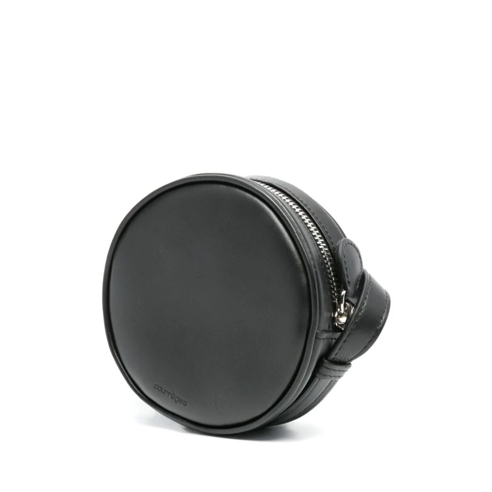 Courrèges Zwarte Leren Cirkel Motief Schoudertas Black Dames