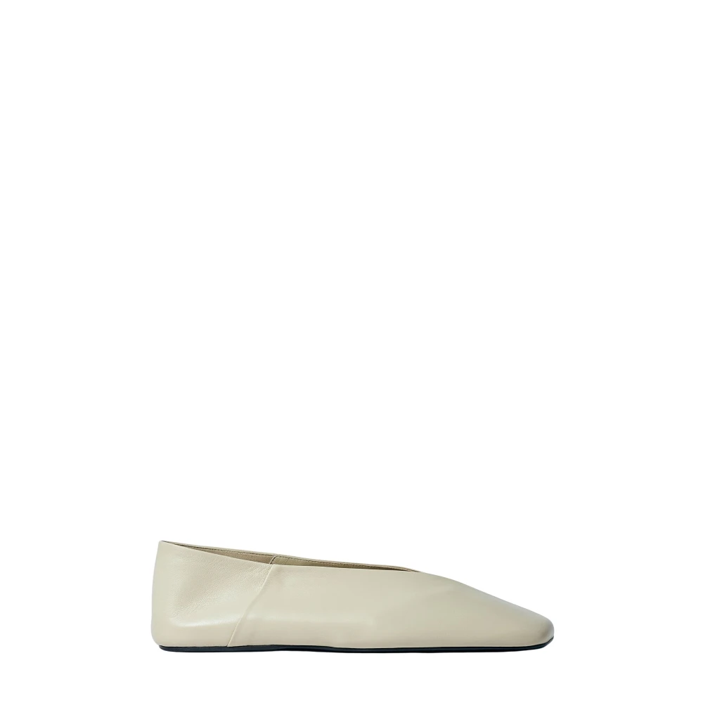 Jil Sander Women's Beige Square-Toe Leather Ballerina Flats