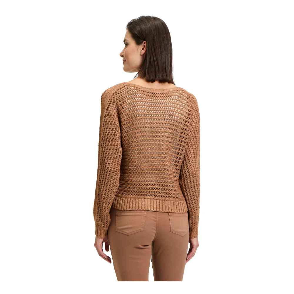 Betty Barclay Glitterende Batwing Sweater met Boothals Brown Dames