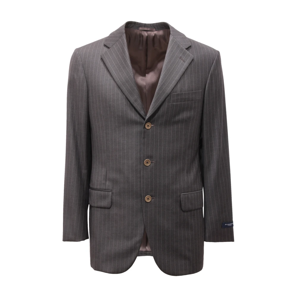 Burberry Men's Gray Blazers, S, 1500/008 A5330 Pinstripes Wool Suit