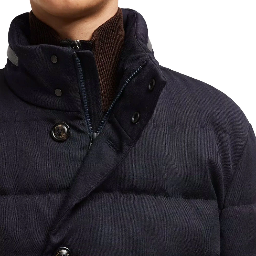 Moncler Stijlvolle wollen jas met verborgen capuchon Blue Heren