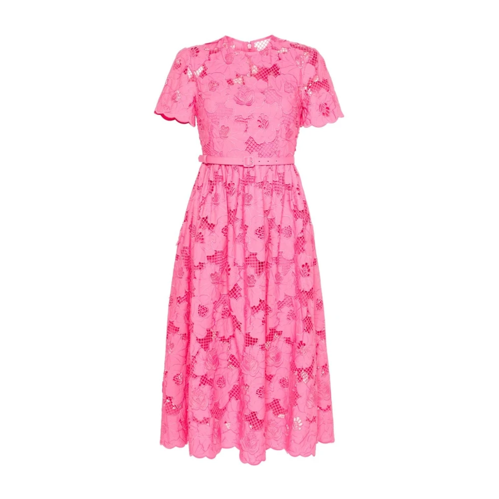 Self Portrait Roze Guipure Kant Midi Jurk Pink Dames