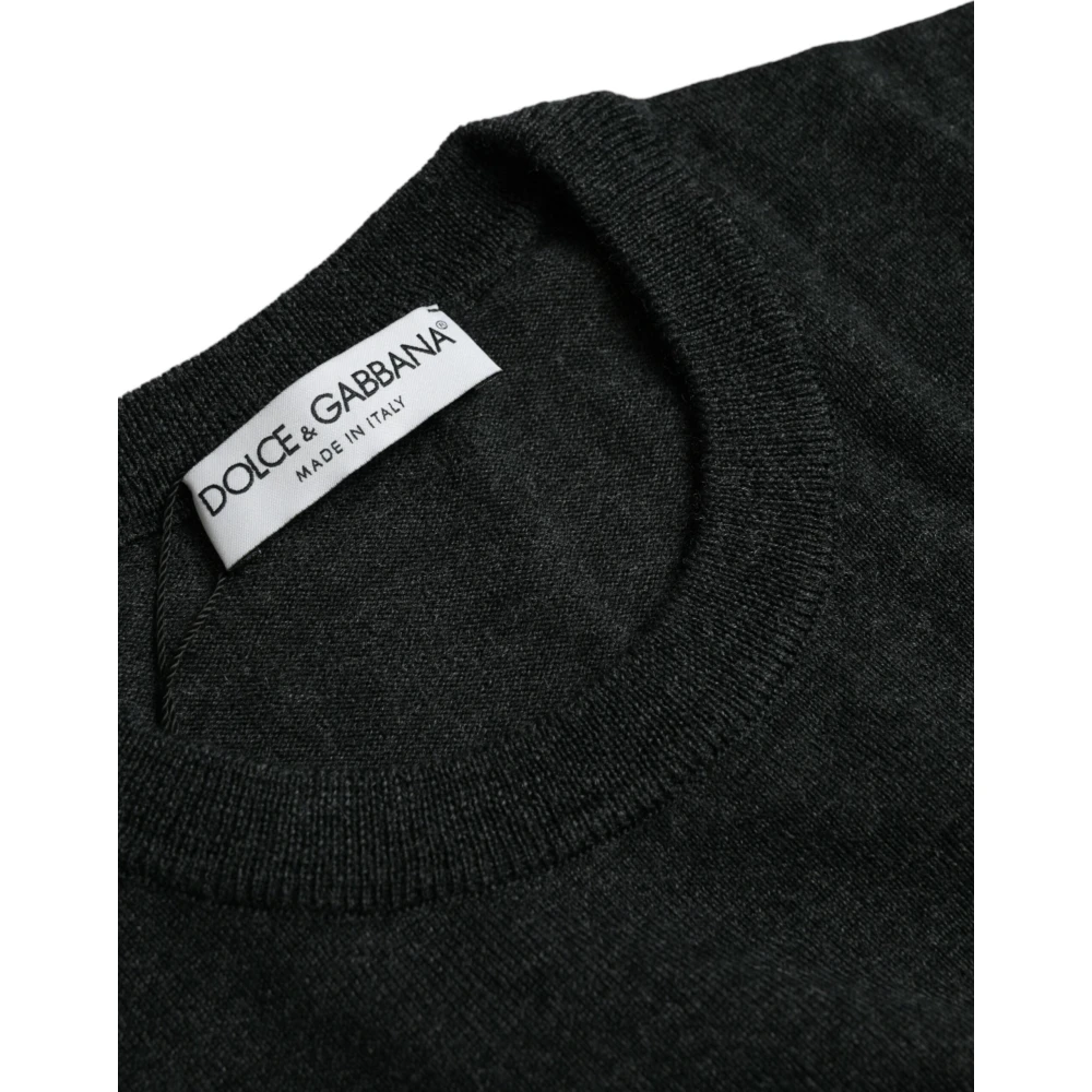 Dolce & Gabbana Donkergrijze Wollen Trui Black Heren