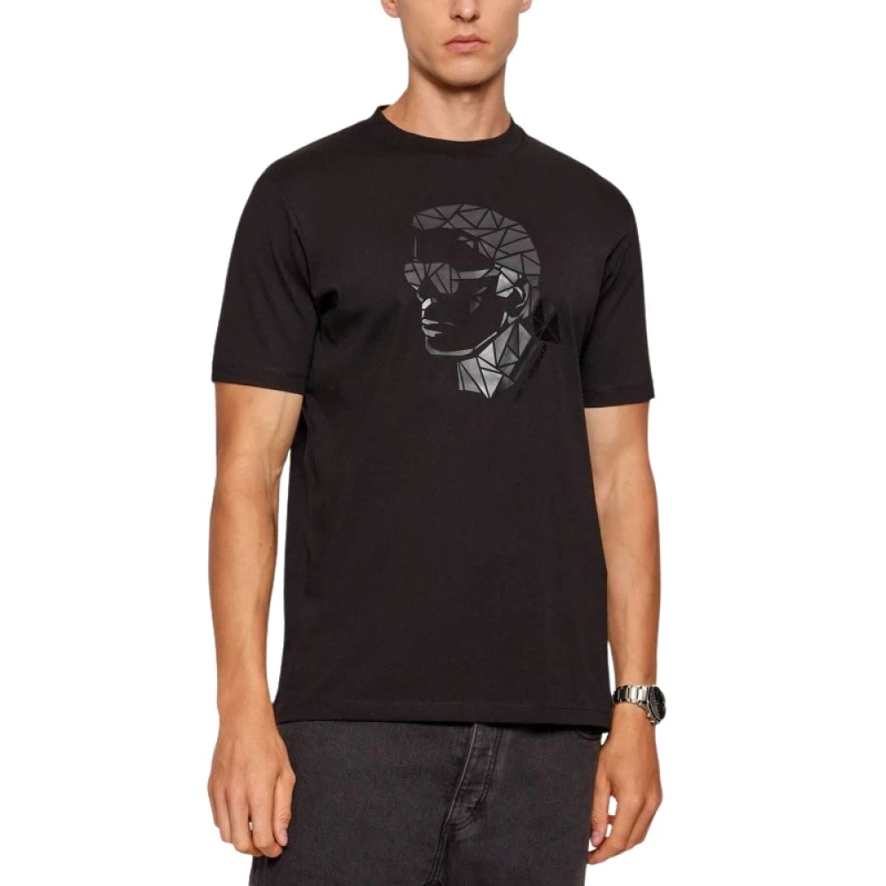 Karl Lagerfeld Mannelijk Zwart T-Shirt Met Ronde Hals