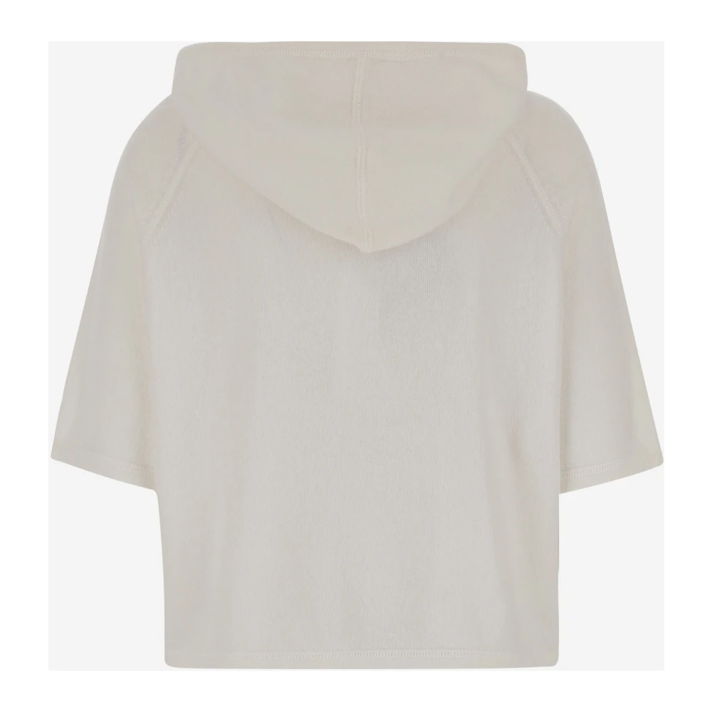 allude Katoenen Blend Knit Hoodie Sweatshirt White Dames