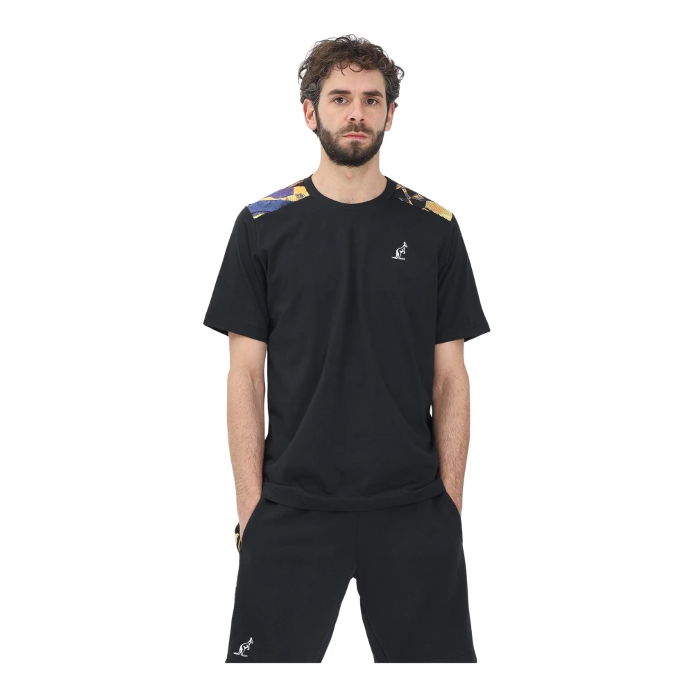 Australian Zwarte T-shirt met korte mouwen en kleurrijke schouderinzetten Black Heren