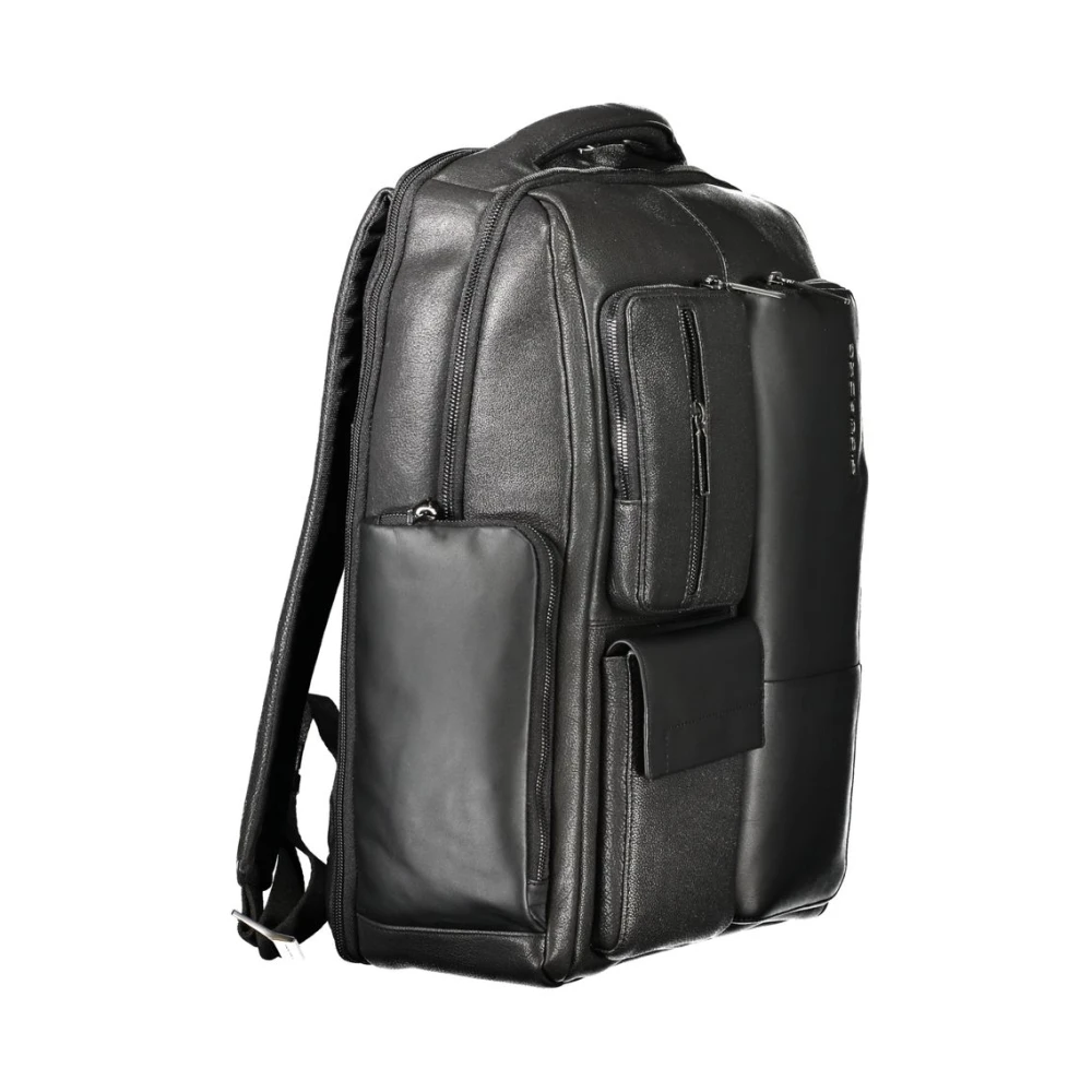 Piquadro Zwarte Leren Rugzak voor Mannen Black Heren